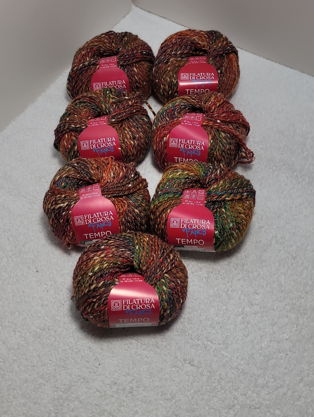 Filatura Di Crosa Fancy Tempo Color# 3 , Lot# 97077 Earthy Tones  7 Balls NWT